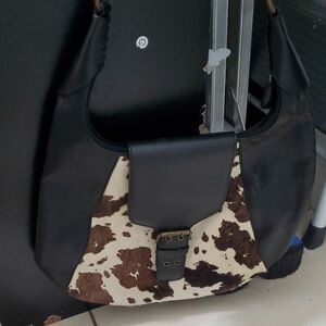 M.London"Cow Print Leather Shoulder Bag